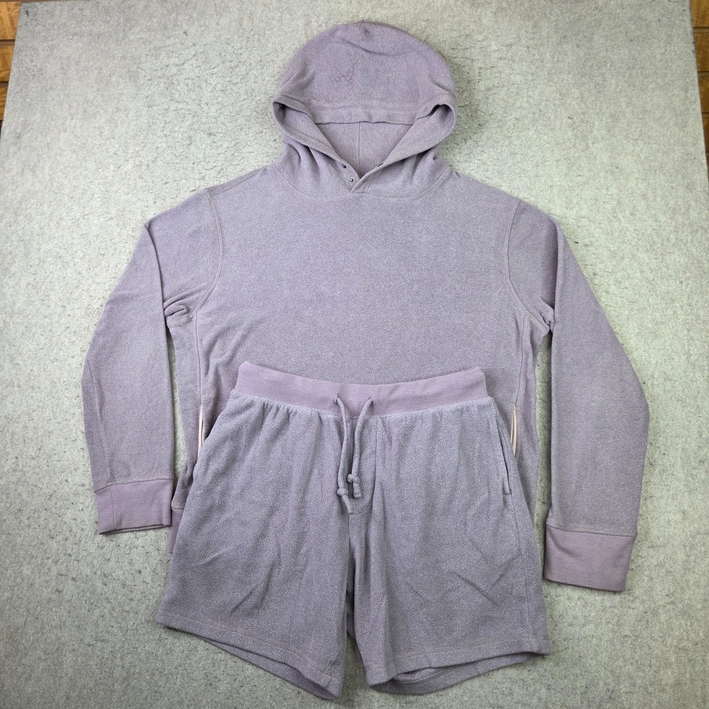 Goodlife Hoodie & Shorts Set Womens M Purple Drawstring Snap Active Tracksuit